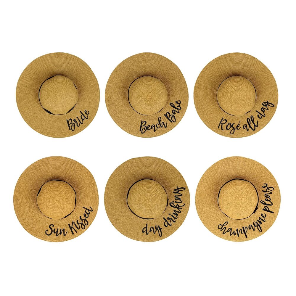 2944 Bachelorette Straw Hats 10 Count Pack of 1 Tan